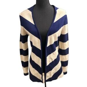 VINTAGE ITALIAN GINA BY GINO PAOLI NAVY STRIPED OPEN CARDIGAN SWEATER - SIZE 6
